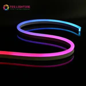 Tira de luz flexível de silicone ip68, 24v, dmx, neon, pixel