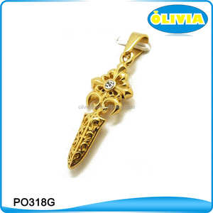 Liontin Salib Baja Tahan Karat Desain Emas Sederhana Liontin Pisau Liontin Pria Hadiah Bergaya Hiphop Modis - Product Image 2