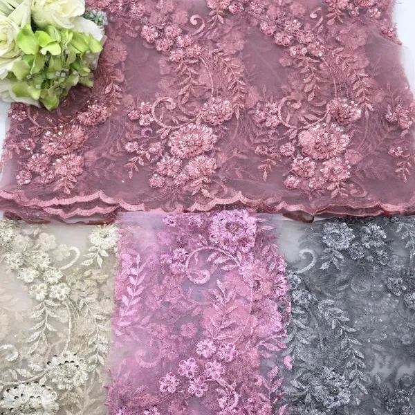 Wedding dress's flower 3d lace fabric tulle lace handmade design WTPA-212