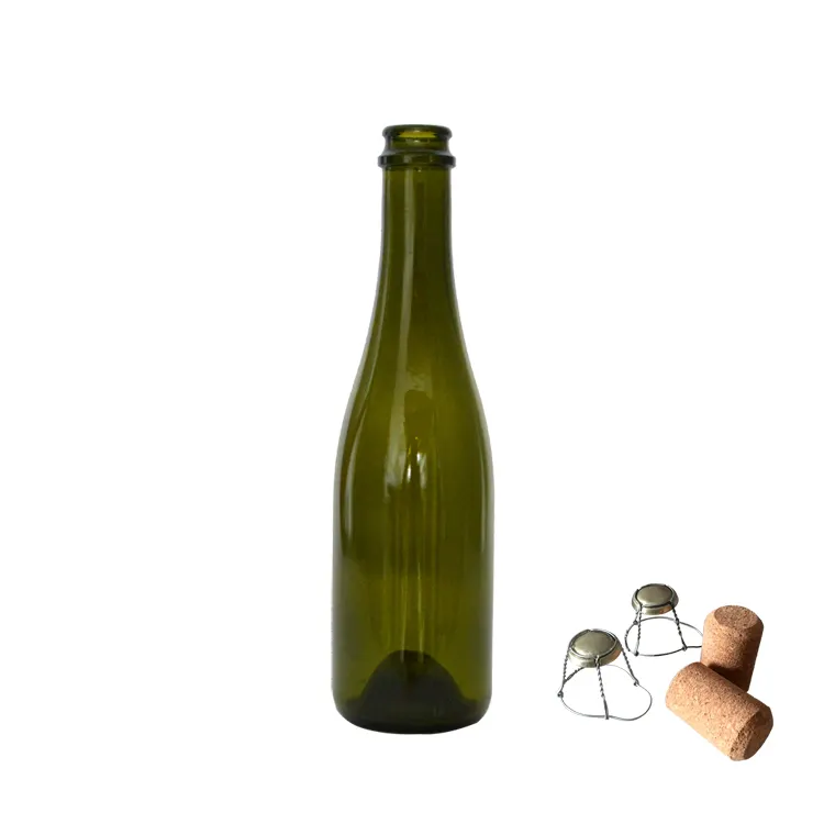 Good quantity 375ml dark green champagne glass wine bottles CY-401