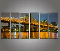 LED בד ציור ניו יורק Skyline בד הדפסי עם LED אורות