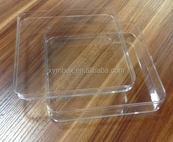 150*150*35mm clear injection molded plastic container in hot sale