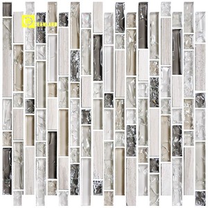 Mosaico de Cristal de Piedra de Colores Mezclados de 30x30 cm, Azulejos de Cerámica - Product Image 1