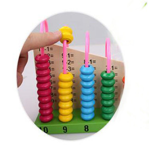 Manik-manik pendidikan dini matematika pembelajaran anak, rak kalkulator 10 gigi permainan menghitung abacus mainan kayu