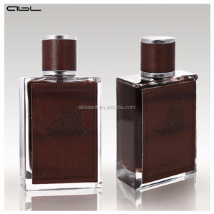 <b>100ml</b> Perfume Use Leather Cover and <b>Glass</b> Material Hot Sell <b>Glass</b> Perfume <b>Bottle</b> with Leather Cap - Product Image 1
