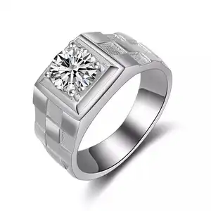 Eenvoudige stijl Pave instelling Moissanite edelsteen 3 gram gouden Man ring prijs voor man