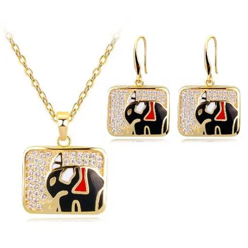 PN19135 Enamel Copper Jungle Elephant Necklace Pendant Choker Jewelry For Women Girl Gift