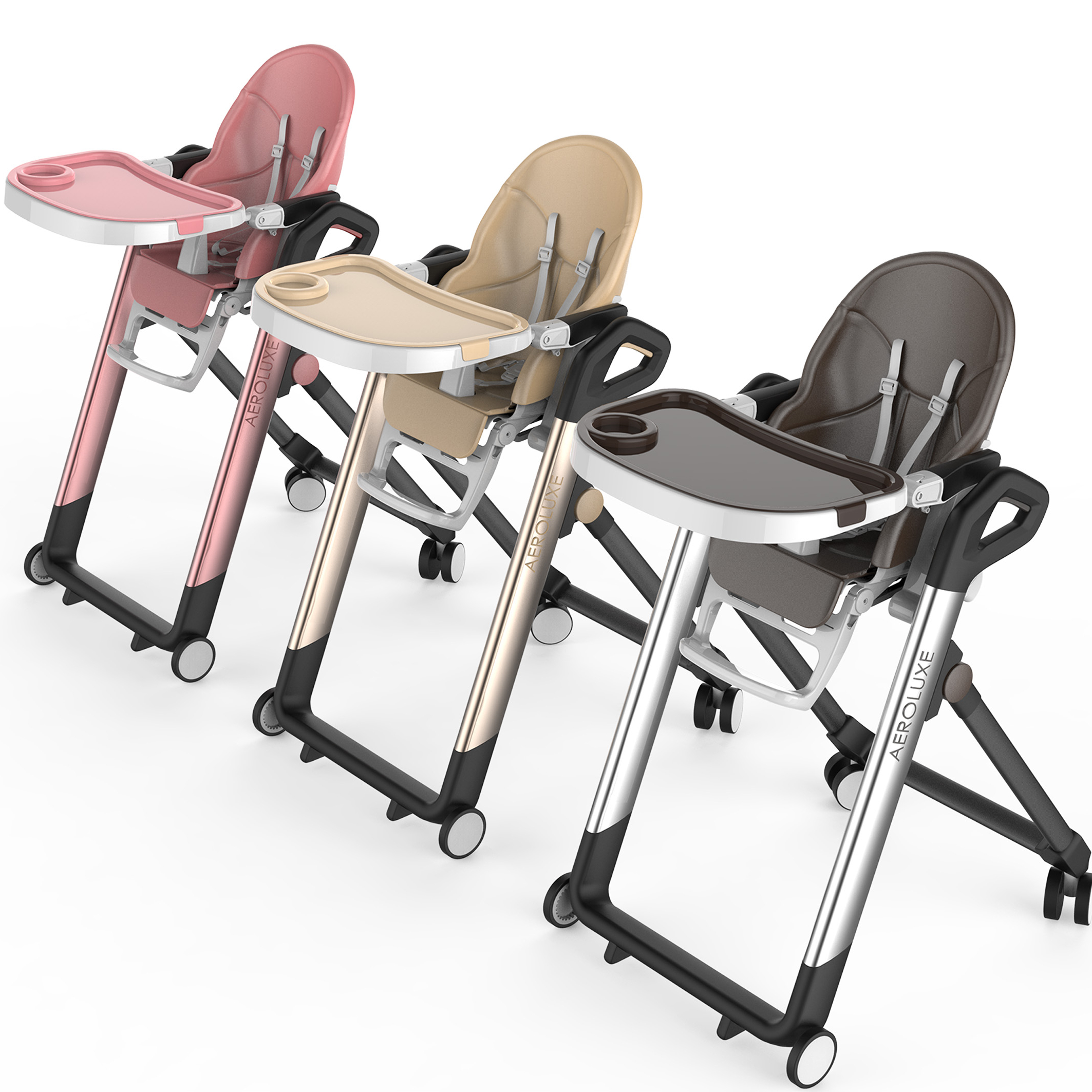 EN14988 одобренный Многофункциональный портативный детский высокий стул с 4 колесами