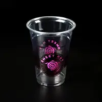 Impressão personalizada PET 16oz potável fria do copo de plástico descartável copo de vidro 300ml copo batido