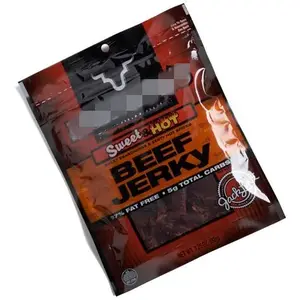 customized beef jerky/dried squids three side seal bag with transparent window