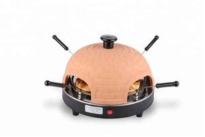 Xách Tay Ý Gạch Đất Nung Trang Chủ Mini Điện Pizza Lò Maker Máy Fondue Set 6 Người Pizza Dome - Product Image 5