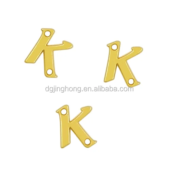 Personalizado metal letra "k" etiqueta de roupa