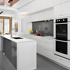 Ultimi armadi da <span class=keywords><strong>cucina</strong></span> moderni in stile europeo lucido di design <span class=keywords><strong>grigio</strong></span> blu bluid personalizzati - Product Image 6