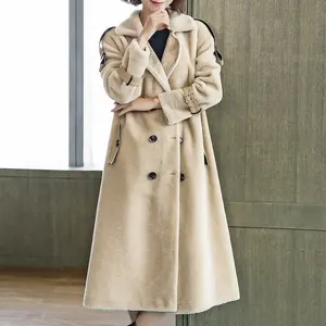 लक्जरी महिलाओं Shearling फर लंबे कोट घिसना अशुद्ध फॉक्स फर जैकेट नकली फर कोट सर्दियों के कपड़े