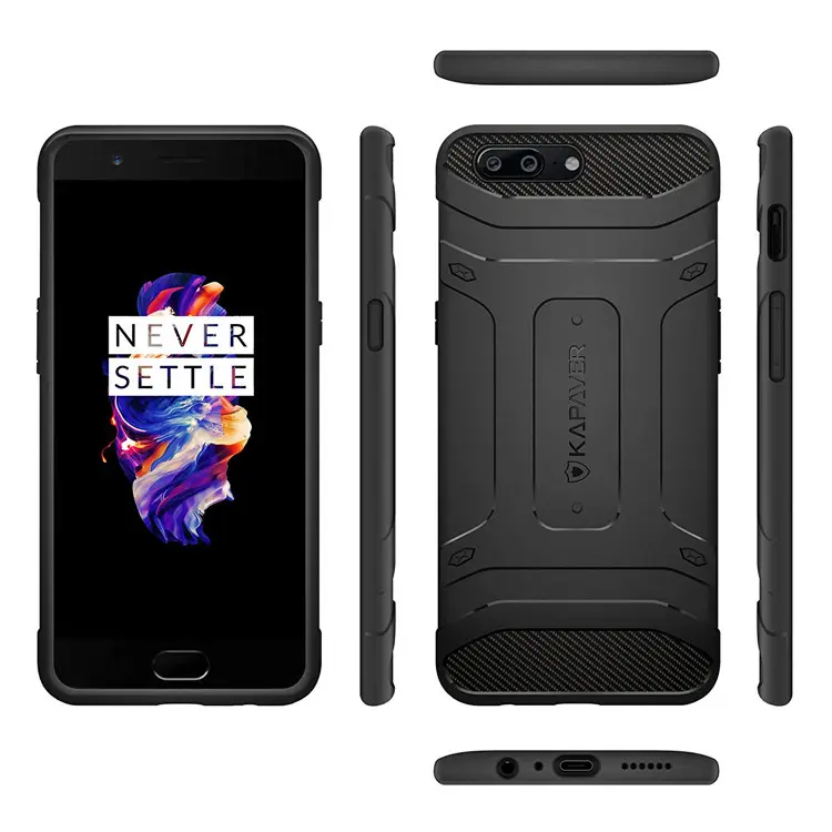 KAPAVER Solid Black Shockproof Slim Case for OnePlus 5