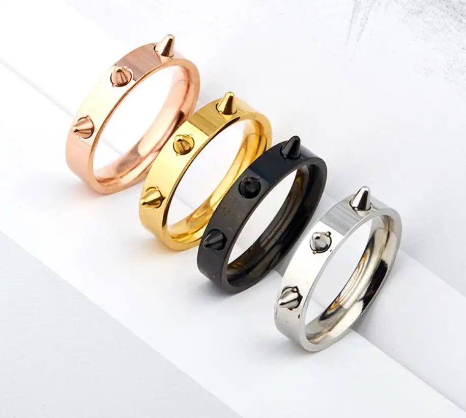 नई सोने की अंगूठी के लिए मॉडल पुरुषों फैशन काले प्लेट spikes स्टेनलेस स्टील की अंगूठी