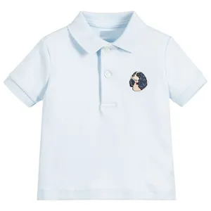 Thêu áo sơ mi polo trắng for kids Short Sleeve nhà sản xuất quần áo