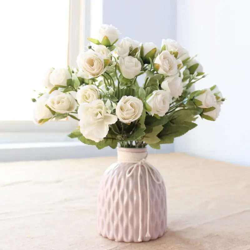 Fausses fleurs décoratives artificielles, pour la maison, mini bouquet de roses, bon marché, vente en gros, livraison directe