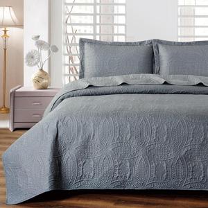 Luxury Queen and <strong>King</strong> Printed Solid Color Quilted <strong>Bedspread</strong> Coverlet Set - Product Image 1