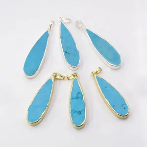 Tear Drop Gold versilbert Natur kupfer Türkis Anhänger Perle Shield Drop Türkis Edelstein Charm Boho DIY Making Jewelry