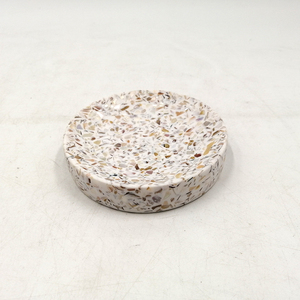 Round Shape Terrazzo Finish Bathroom Decorative Resin <strong>Soap</strong> Dish <strong>Soap</strong> <strong>Holder</strong> - Product Image 1