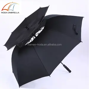 Двухслойный вентиляторный прочный зонт для гольфа, индивидуальный логотип, ветрозащитный, OEM, дизайн
