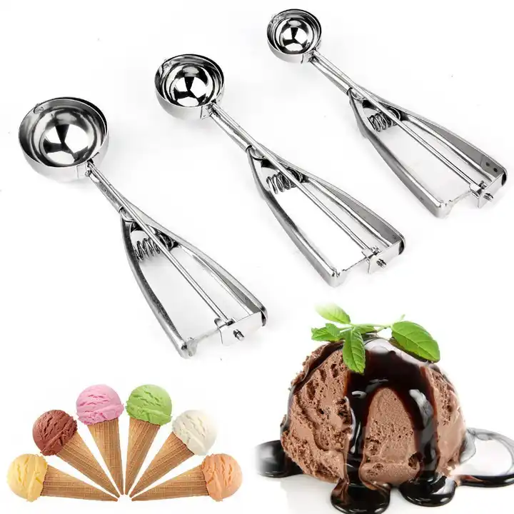 Two Size Ice Cream Scoops Stacks Stainless Steel Ice Cream