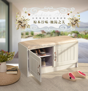 Hiện đại bằng gỗ Tủ giày Ottoman băng ghế dự bị lối vào hành lang trắng giày lưu trữ giá với chỗ ngồi - Product Image 5