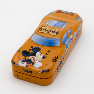 Wholesale custom printed kids school metallic gift car shaped metal pencil tin case box