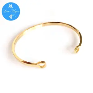 18K Gold Plated Shine Polished Ear Design Stainless Steel Jewelry Cuff Bangle Fashion Jewel Charm Mountable