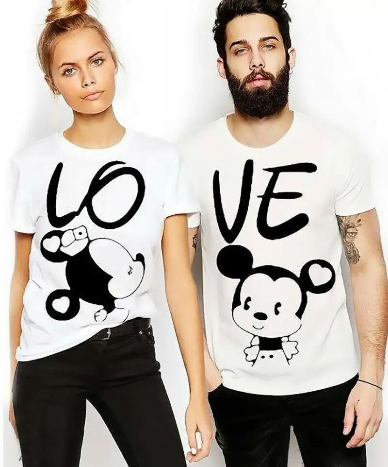 China Wholesale Unisex Custom Printing Cute 100% Cotton Couple T Shirt For Love