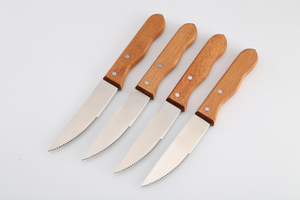 Piezas dentadas económicas profesionales para restaurante occidental, juego de tenedor de postre y carne con mango de madera - Product Image 6