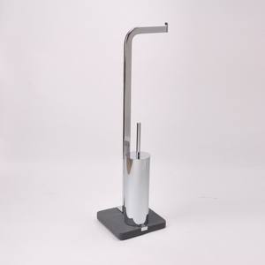 Soporte para rollo de papel higiénico con base de hormigón de tubo cromado independiente de diseño - Product Image 2