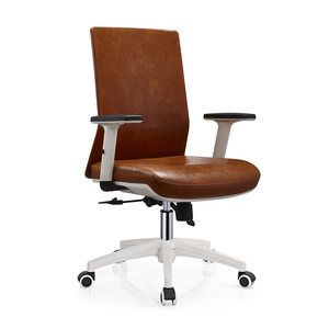 Office furniture white high back leather steering recliner with lumbar support - Product Image 3
