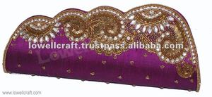 Hand Embroidery Designer Lowellcraft <b>Wedding</b> Party Gift <b>Clutch</b> Bag with Metal Ring Satin Material Stylish Ladies - Product Image 2