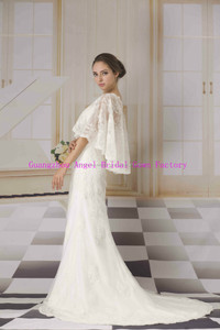 2015 guangzhou vestidos de novia precio barato del cordón del vintage Una línea con AG034 bolero desmontables - Product Image 2