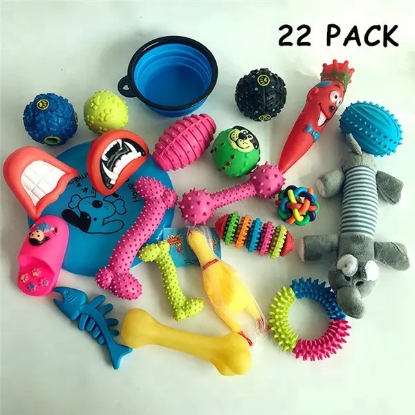 Hỗn Hợp Các Loại Tương Tác 22 Gói Pet Chew Dog Toy Gift Set Bán Buôn New Mọc Răng Sạch Bông Rope Latex Puppy Dog Hoạt Động Đồ Chơi