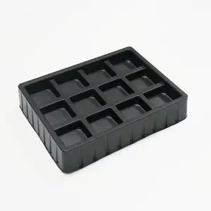 Customize PVC PET PS tray packaging product suppliers golden plastic chocolate cookie insert tray