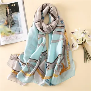 Онлайн-заказ, лидер продаж, настоящий атласный шарф, шелковые шали с принтом, большой размер, продолговатый шелковый шарф для женщин