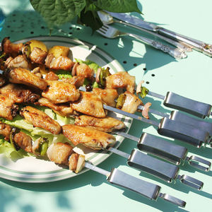 Tenedores planos para barbacoa con hebilla de tarjeta, pincho de acero inoxidable, aguja para barbacoa - Product Image 6