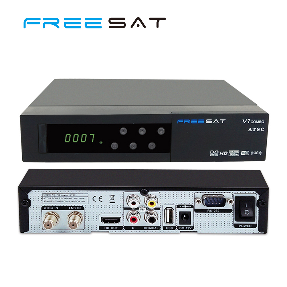 Codificación MPEG4 Freesat V7 Combo DVB-S2 y ATSC Decodificador FTA Receptor de Satélite de América Del Norte