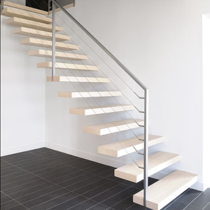 Escalera en voladizo con travesaño oculto, tipo entrada a la pared, con peldaños de vidrio y madera - Product Image 5