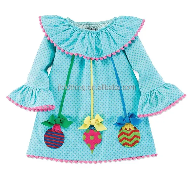 (CD903#)2-8Y ruffle girls dress long sleeve corduroy christmas dress Lovely children polka dot dress for little girls