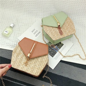 Nuova Borsa Estiva Popolare da <span class=keywords><strong>Donna</strong></span>, Borsa a Tracolla Boho con Catena, <span class=keywords><strong>Pochette</strong></span> in Rattan con Nappa - Product Image 1