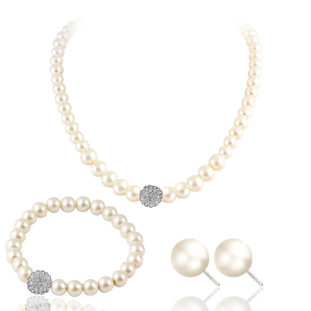Mode nieuwe eenvoudige ontwerp parel ketting set voor vrouwen winkel sieraden set Groothandel N800195