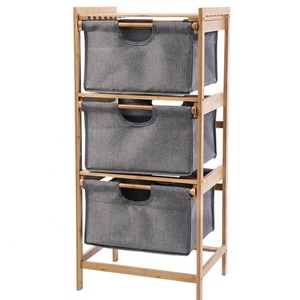 Bamboo <strong>Laundry</strong> Hamper <strong>Basket</strong> <strong>With</strong> Storage Shelf Large Size Organizer and <strong>Legs</strong> - Product Image 2