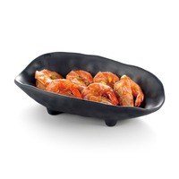 Assiettes et plats en mélamine noires, formes irrégulières, chine, ongles et pieds