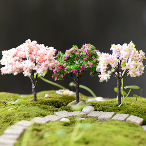 Mini hadas jardín de flores de plástico accesorios de Casa de muñeca Sakura flor decorativa árbol al aire libre terrario jardinería tema - Product Image 4