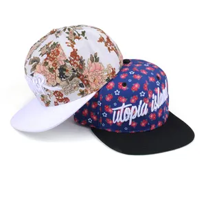 Topi Bordir Bunga 3d Topi Snapback Hawaii Kustom dengan Tali Kulit