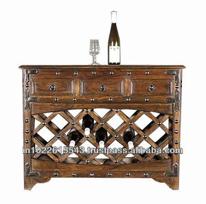 ชั้นวางไวน์ไม้เนื้อแข็งเฟอร์นิเจอร์ภายในบ้านสำหรับห้องนั่งเล่น - Product Image 1